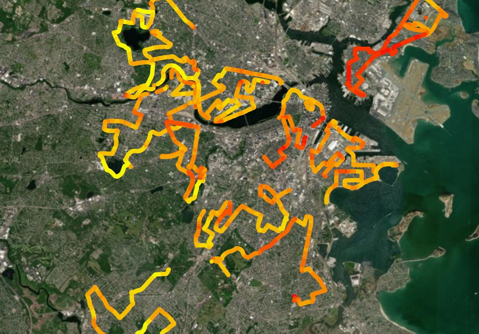 map of driver route for sensors